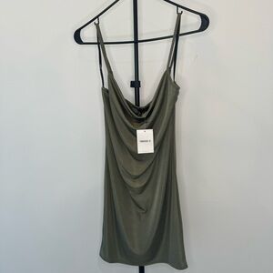 Forever 21 | Satin Cowl Mini Slip Dress | Olive Green | Size M | NWT​